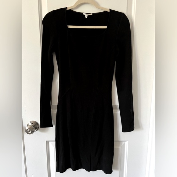 Helmut Helmut Lang Gala Piped Cutout Knit Long Sleeve Mini Dress Black - Picture 4 of 10